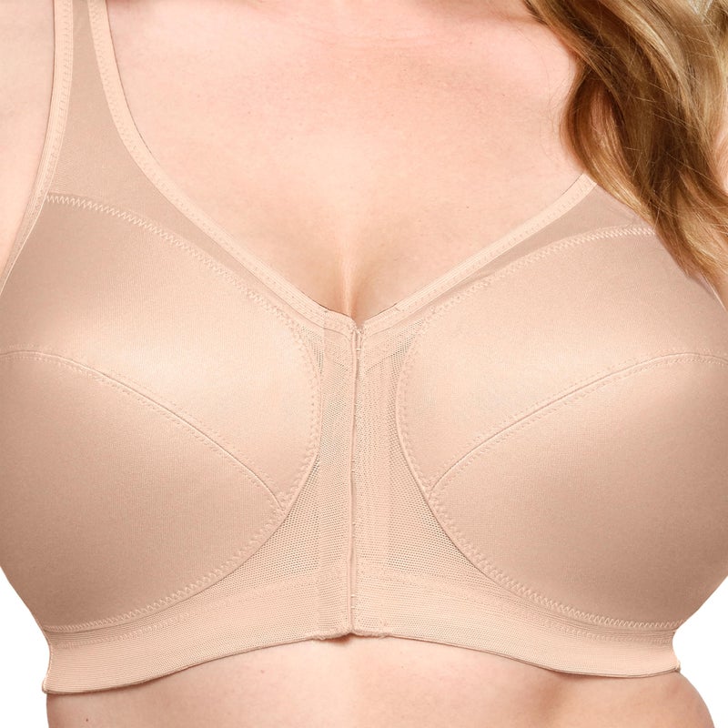 Glamorise Posture Back Front-Closure Full Figure Plus Size MagicLift Bra Wirefree #1265 CafÃ© - Image 2